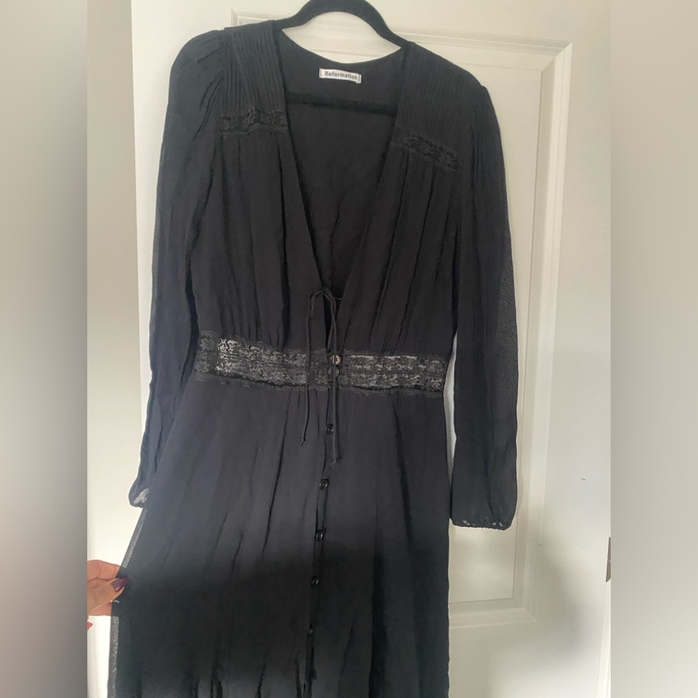 Elegant Black Lace-Trimmed Dress